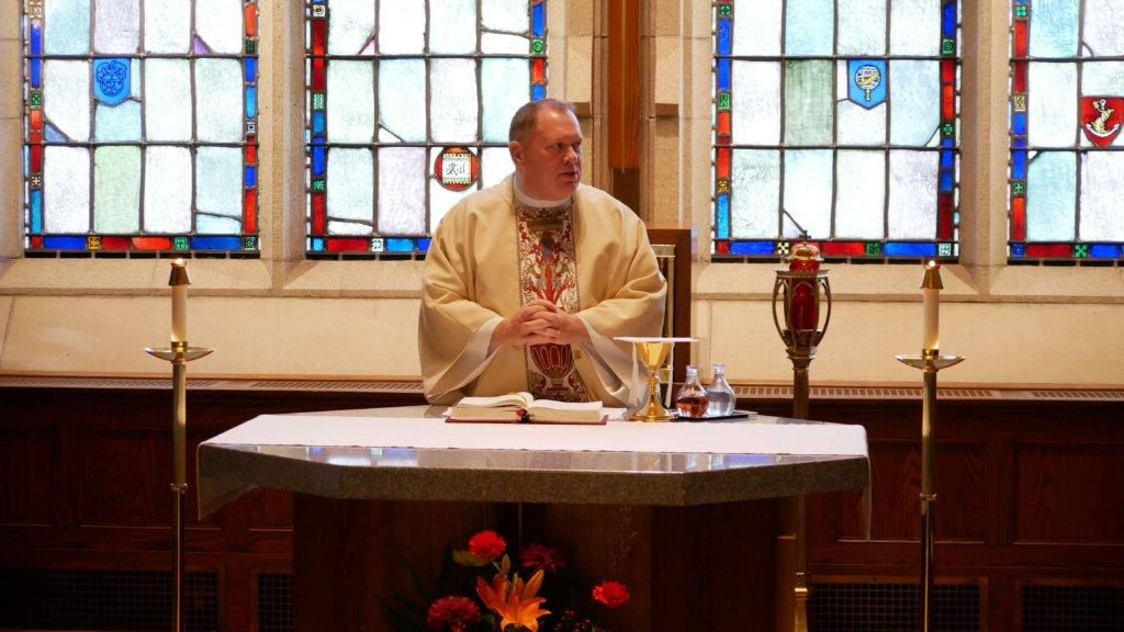 Photo of Father Mark at mass in the chapel